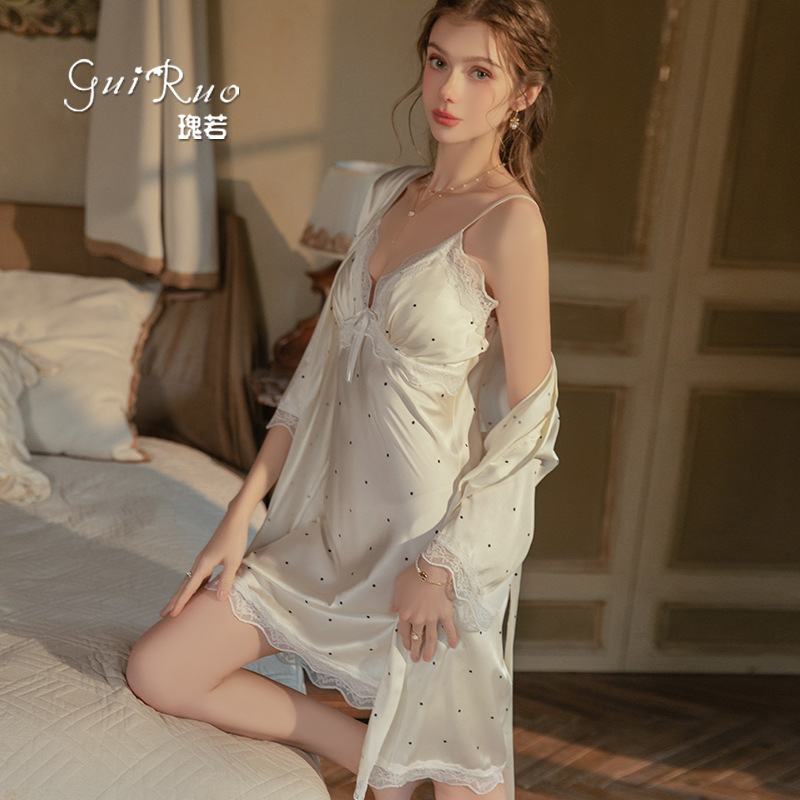 Robe Silk Women - version sweet ice silk satin polka